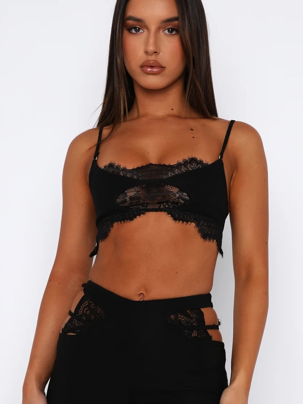NWT White Fox If I Were You Lace Crop Black XS